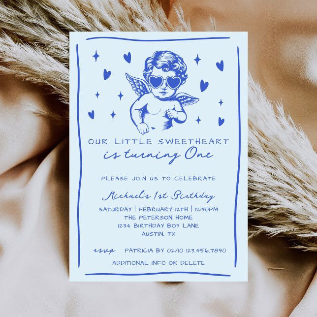Invitación Little Sweetheart is Turning One Boy 1st Birthday (Subido por el creador)