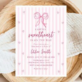 Invitación Little Sweetheart Pink Bow Baby Shower Invitation
