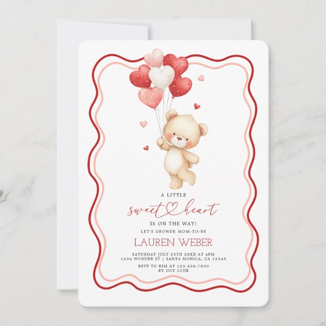 Invitación Little Sweetheart Teddy Bear Baby Shower Invita (Anverso)