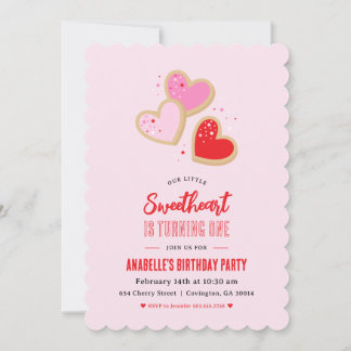 Invitación Little Sweetheart Valentine 1st Birthday Party