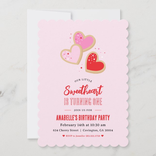 Invitación Little Sweetheart Valentine 1st Birthday Party (Anverso)
