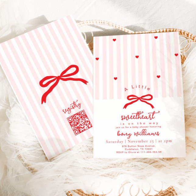 Invitación Little Sweetheart Valentines Bow Baby Shower (Subido por el creador)
