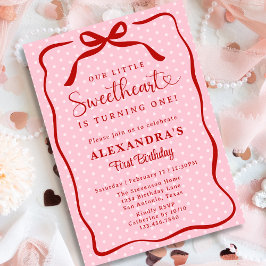 Invitación Little Sweetheart Valentines Girl 1st Birthday