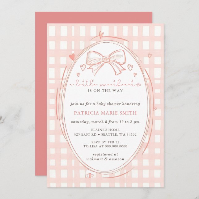 Invitación Little Sweetheart Valentines Girl Baby Shower (Anverso / Reverso)