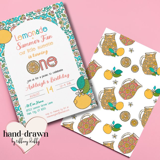 Invitación Little Sweetie is One Lemonade 1er cumpleaños (Subido por el creador)