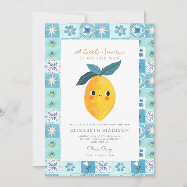 Invitación Little Sweetie Lemon Citrus Baby Shower (Anverso)