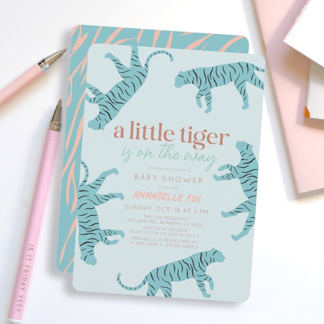Invitación Little Tiger Modern Blue Boy Baby Shower (Subido por el creador)