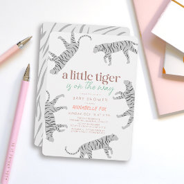 Invitación Little Tiger Modern Grey Baby Shower