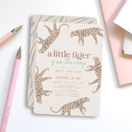 Invitación Little Tiger Modern Taupe Baby Shower