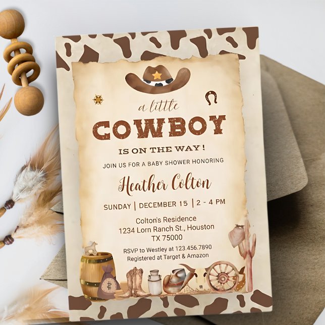 Invitación Little Western Cowboy Baby Shower (Subido por el creador)