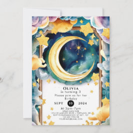 Invitación Little Whimsical Moon Birday