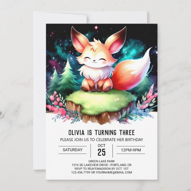 Invitación Little Whimsy Fox Birday digital (Anverso)