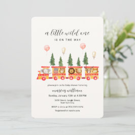 Invitación Little Wild One Safari Animals Train Baby Shower