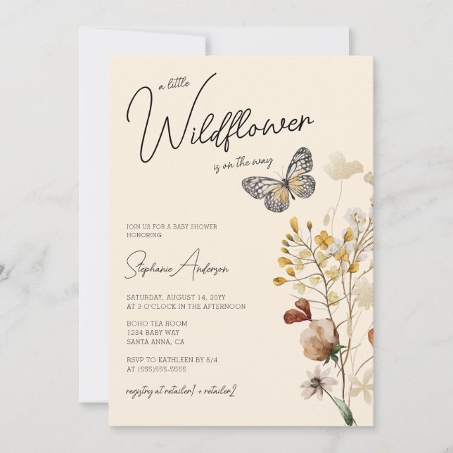 Invitación Little Wildflower Baby Shower (Anverso)