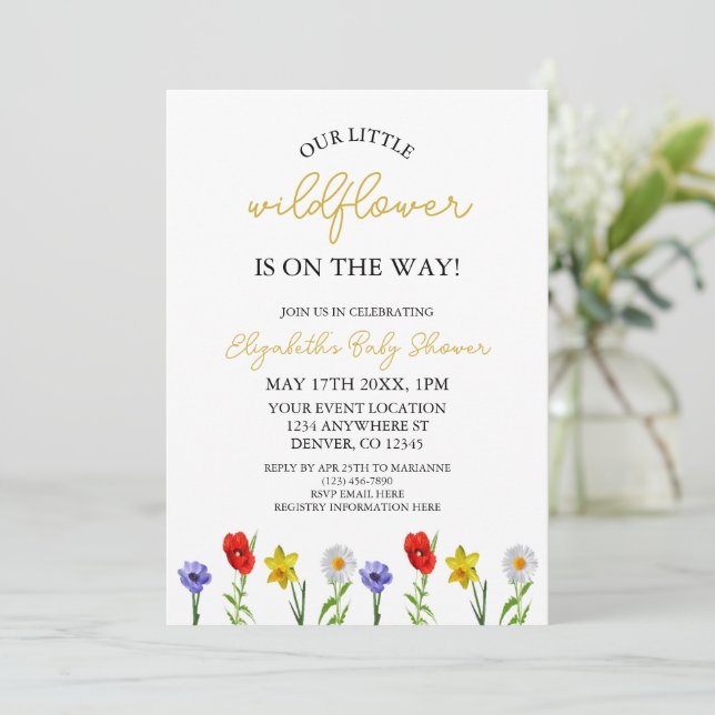 Invitación Little Wildflower Baby Shower (Anverso de pie)