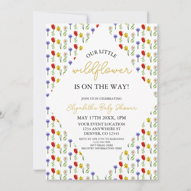 Invitación Little Wildflower Baby Shower (Anverso)