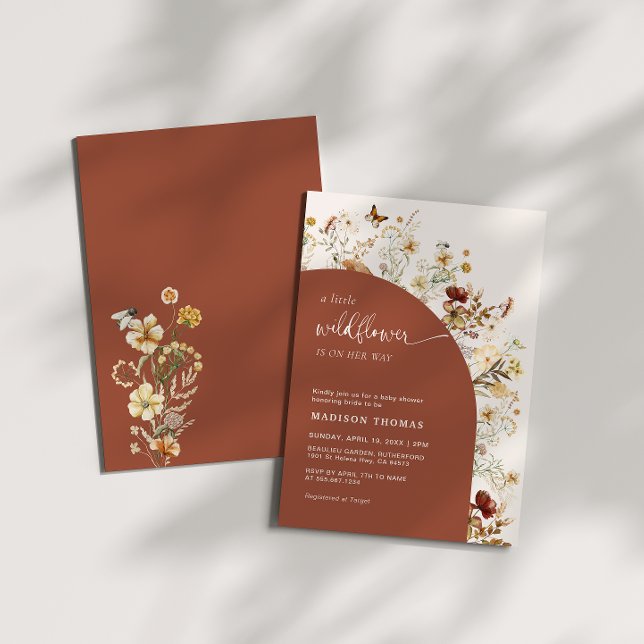 Invitación Little Wildflower Baby Shower Terracotta (Subido por el creador)