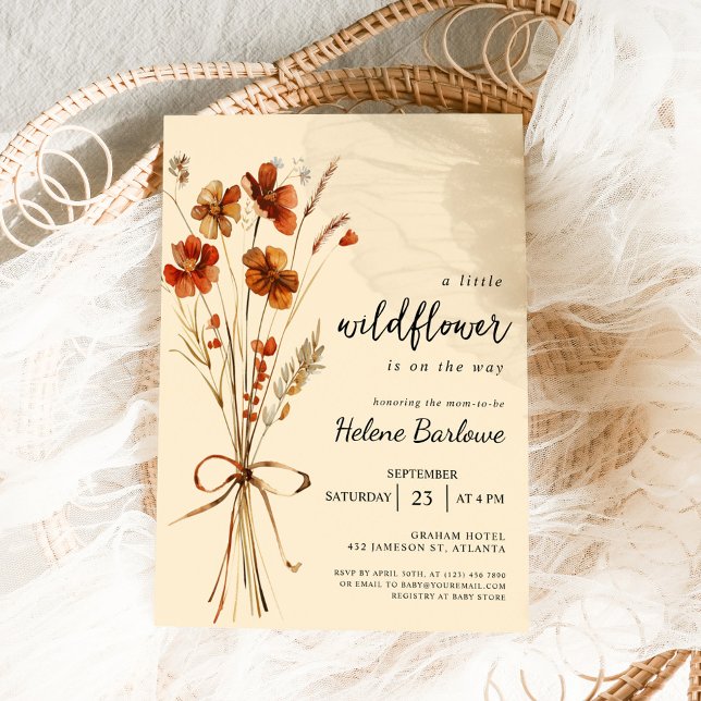 Invitación Little Wildflower Boho Floral Baby Shower (Little Wildflower Boho Floral Baby Shower Invitation)