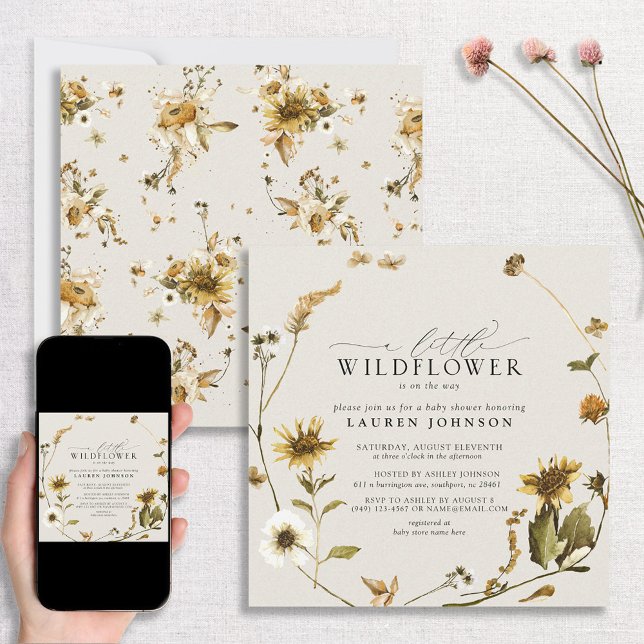 Invitación Little Wildflower Boho Sunflower Baby Shower (Subido por el creador)