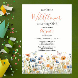 Invitación Little Wildflower Butterfly Meadow 1st Birthday