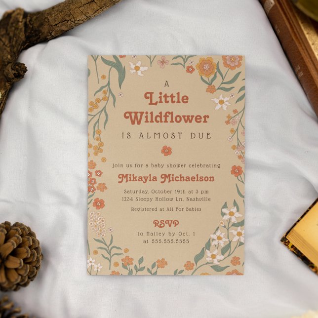Invitación Little Wildflower Cae Rustic Boho Baby Shower Inv (Subido por el creador)