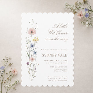 Invitación Little Wildflower Elegant Floral Baby Shower