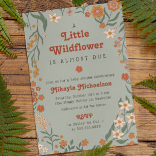 Invitación Little Wildflower Fall Rustic Boho Baby Shower