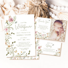 Invitación Little Wildflower Floral Baby Shower