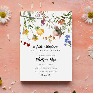 Invitación Little Wildflower Flower Garden Fiesta de cumpleañ