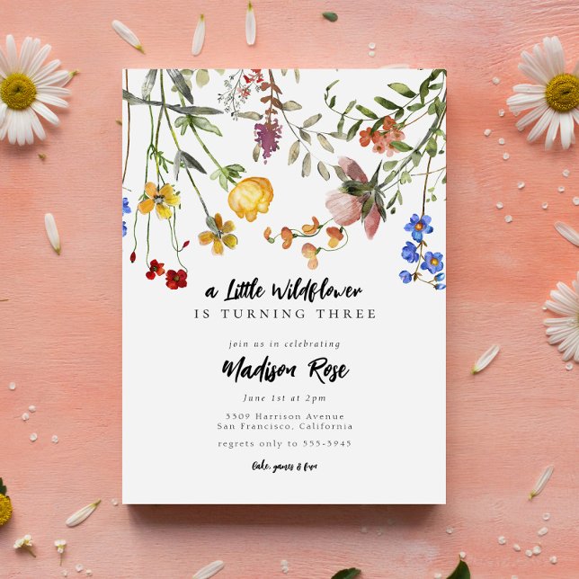 Invitación Little Wildflower Flower Garden Fiesta de cumpleañ (Subido por el creador)