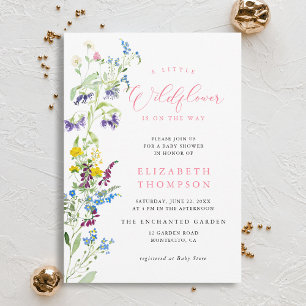 Invitación Little Wildflower Garden Chica Rosa Baby Shower