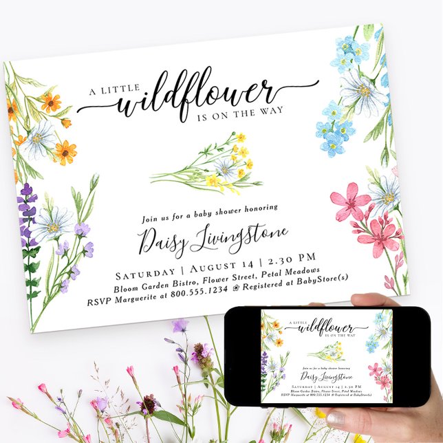Invitación Little Wildflower Meadow Watercolor Baby Shower (Subido por el creador)