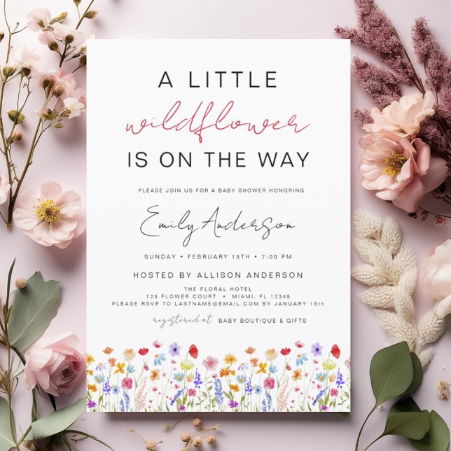Invitación Little Wildflower on the Way Baby Shower (Subido por el creador)