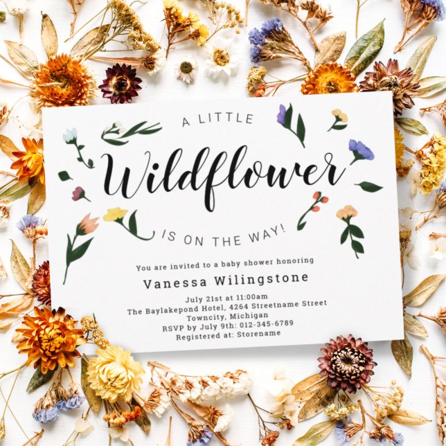 Invitación Little Wildflower on the Way Floral Baby Shower (Subido por el creador)