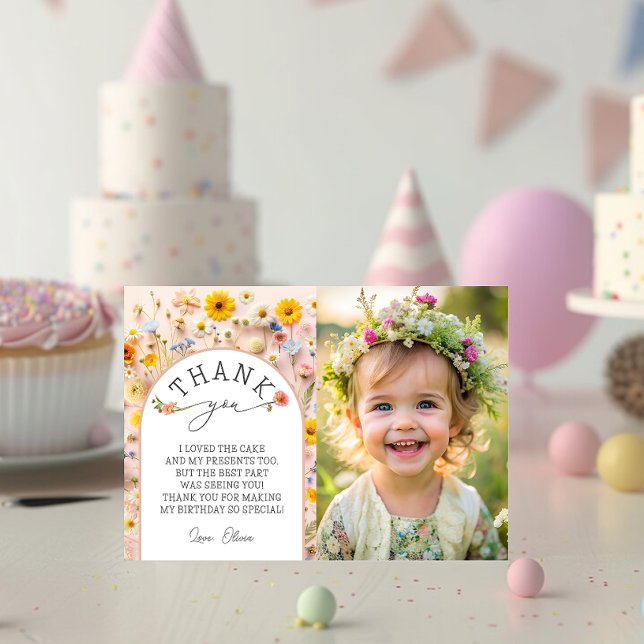 Invitación Little Wildflower Photo Birday Party (Pequeña flor (Subido por el creador)