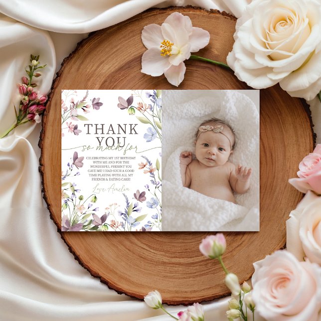 Invitación Little Wildflower Photo Thank You Card (Subido por el creador)