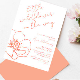 Invitación Little Wildflower Pink Handwritten Baby Shower
