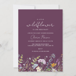 Invitación Little Wildflower Plum Purple Flower Baby Shower