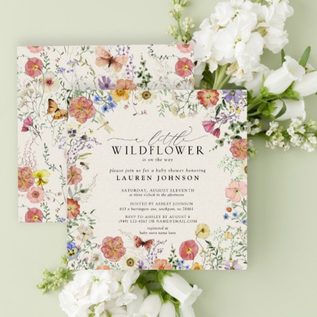 Invitación Little Wildflower Pressed Flowers Baby Shower (Subido por el creador)