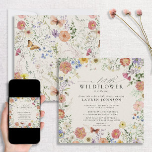 Invitación Little Wildflower Pressed Flowers Baby Shower