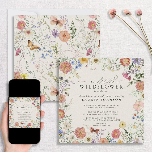 Invitación Little Wildflower Pressed Flowers Baby Shower (Subido por el creador)