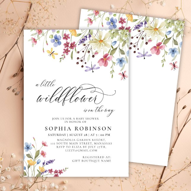 Invitación Little Wildflower Script Boho Baby Shower (Subido por el creador)