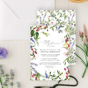 Invitación Little Wildflower Script Floral Baby Shower