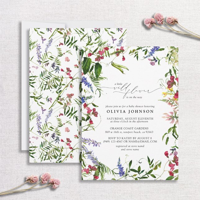 Invitación Little Wildflower Script Floral Baby Shower (Subido por el creador)