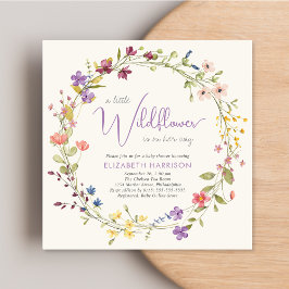 Invitación Little Wildflower Watercolor Cream Baby Shower