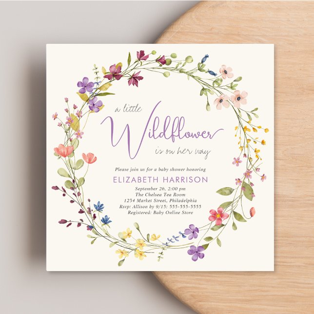 Invitación Little Wildflower Watercolor Cream Baby Shower (Subido por el creador)