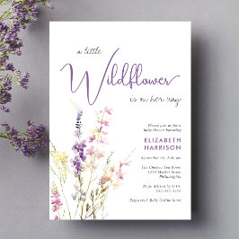 Invitación Little Wildflower Watercolor Púrpura Baby Shower
