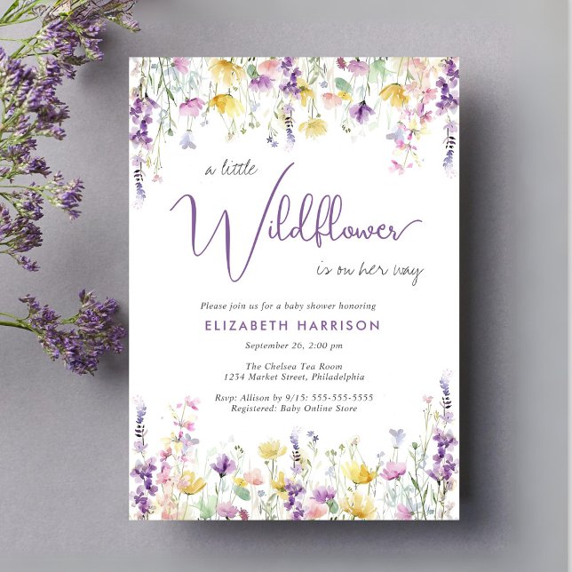 Invitación Little Wilflower Watercolor Bebé Shower (Subido por el creador)
