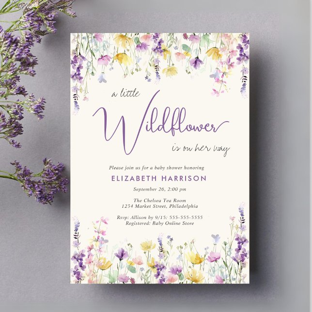 Invitación Little Wilflower Watercolor Bebé Shower (Subido por el creador)