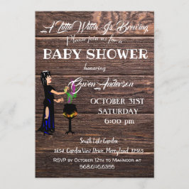 Invitación Little Witch Baby Shower Rustic Wooden Brown